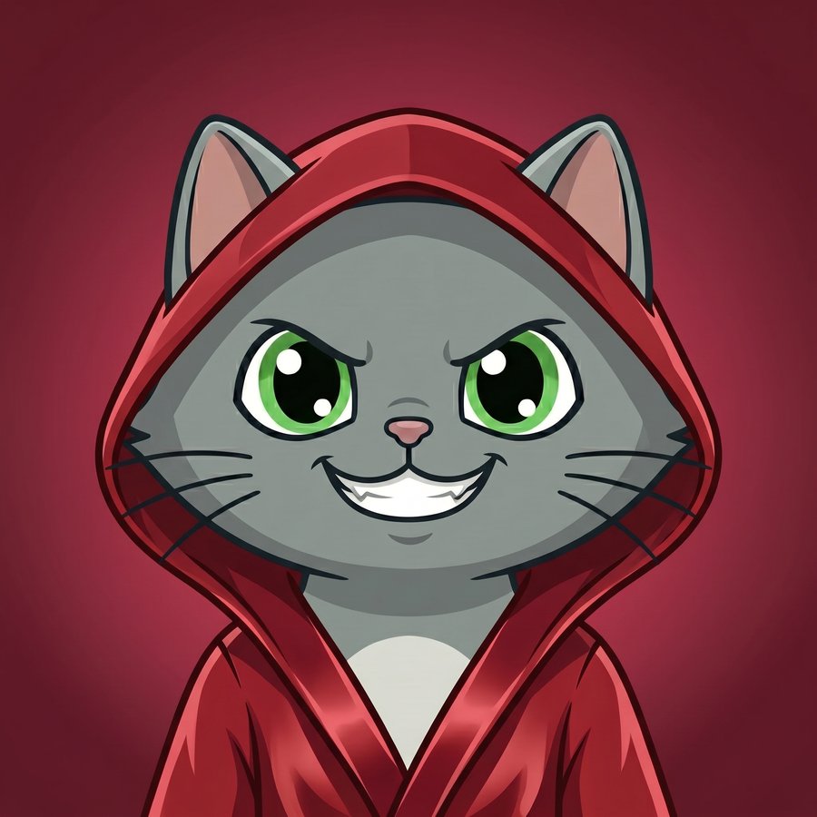Flefy profile picture dressed as a boxer, wearing a red hooded satin robe, calm friendly smile