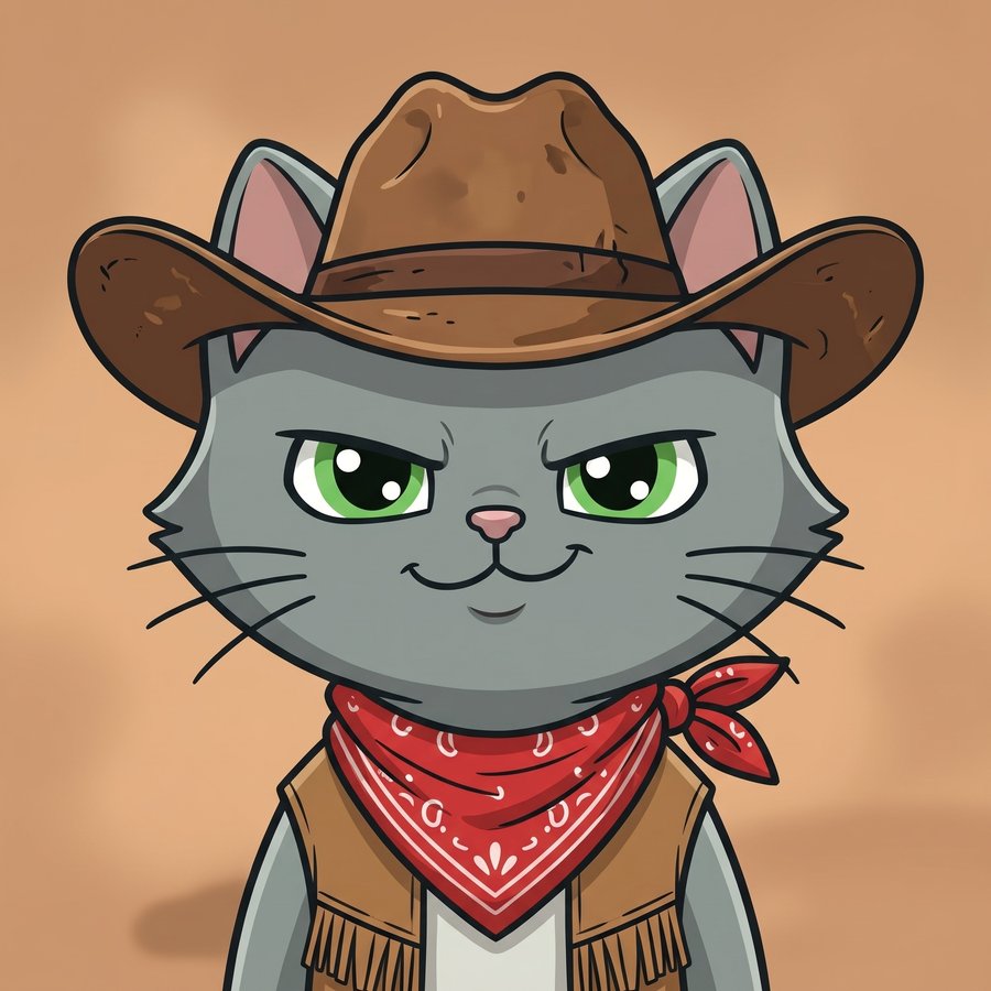 Flefy profile picture dressed as a cowboy, wearing a brown leather cowboy hat and red bandana, confident smirk