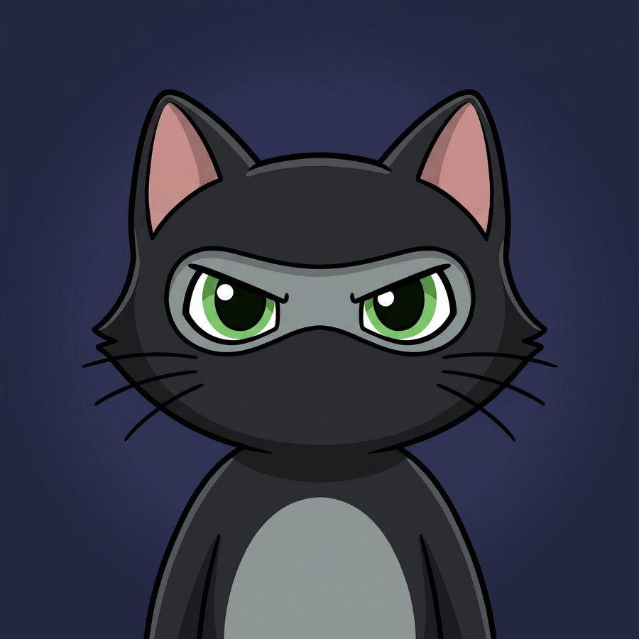 Flefy profile picture dressed as a ninja, wearing a black ninja hood covering his head and lower face, calm friendly smile
