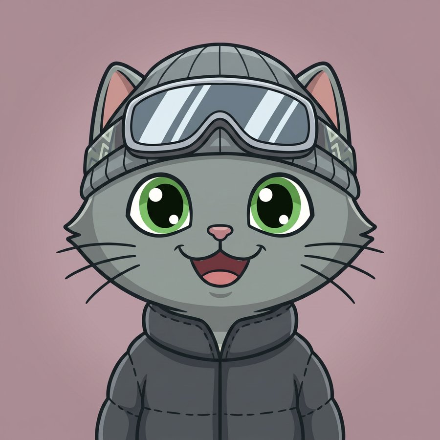 Flefy profile picture dressed as a snowboarder, wearing a grey beanie and snow goggles pushed up on his forehead, calm friendly smile
